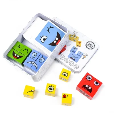 wooden cube face puzzle game 
