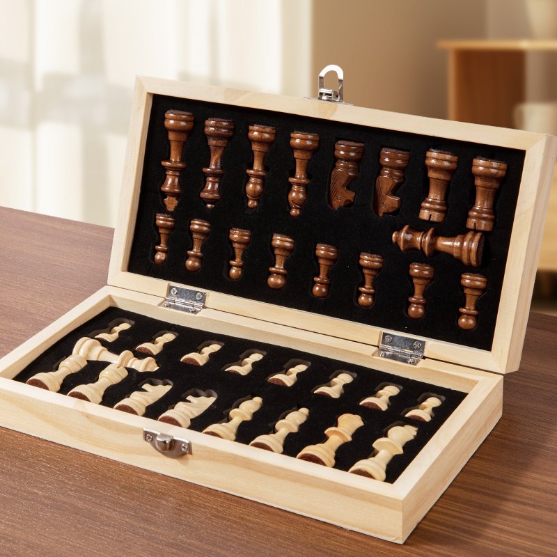 Magnetic Folding Wooden Chess Set – Travel Board Game with Storage - Image 4