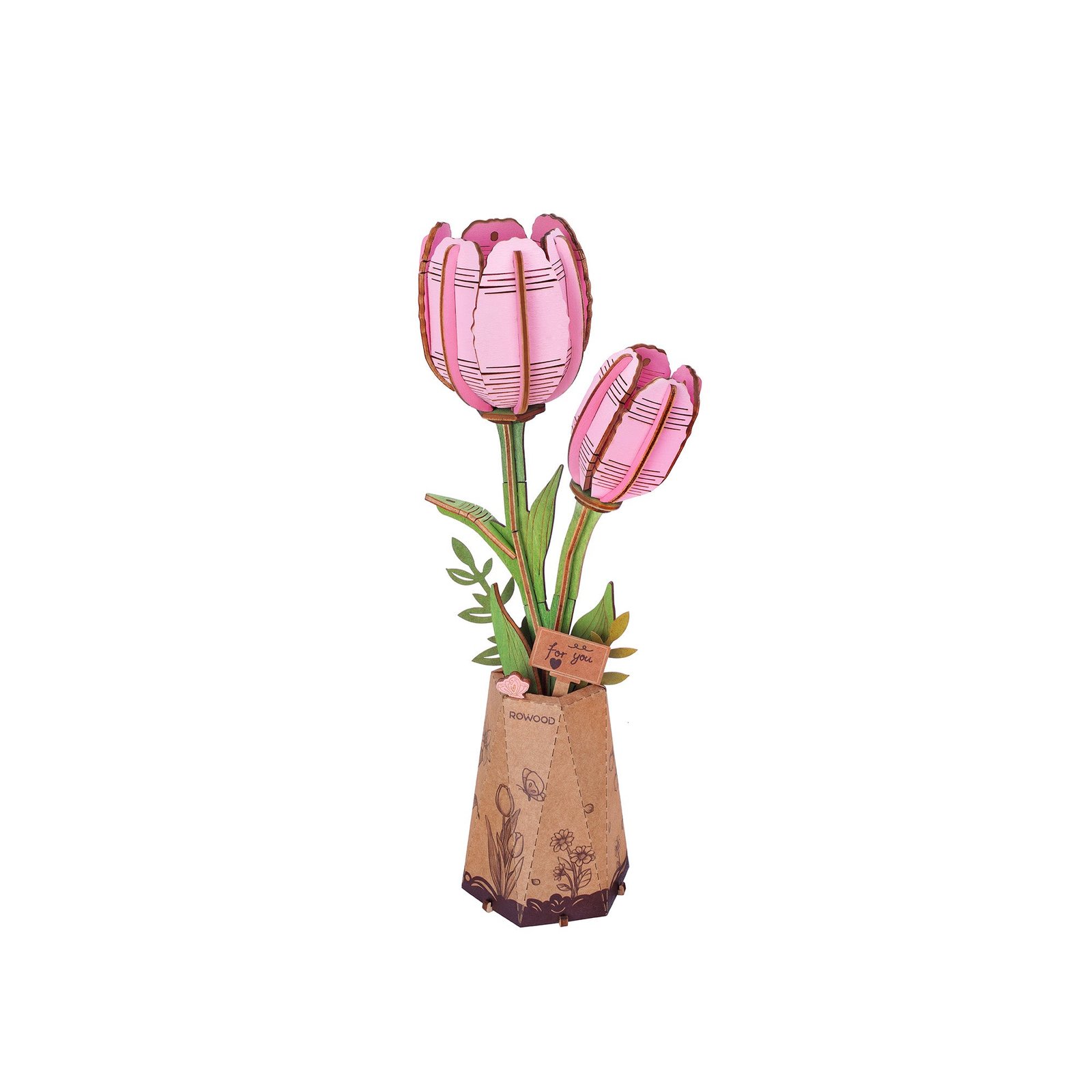 3D Wooden Puzzle – Pink Tulip