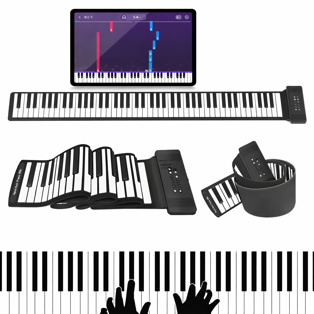 88 key keyboard connected to tablet via OTG showing piano learning app compatibility
