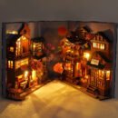 Cherry Blossom Street DIY Book Nook miniature sakura alley bookshelf insert with LED lights