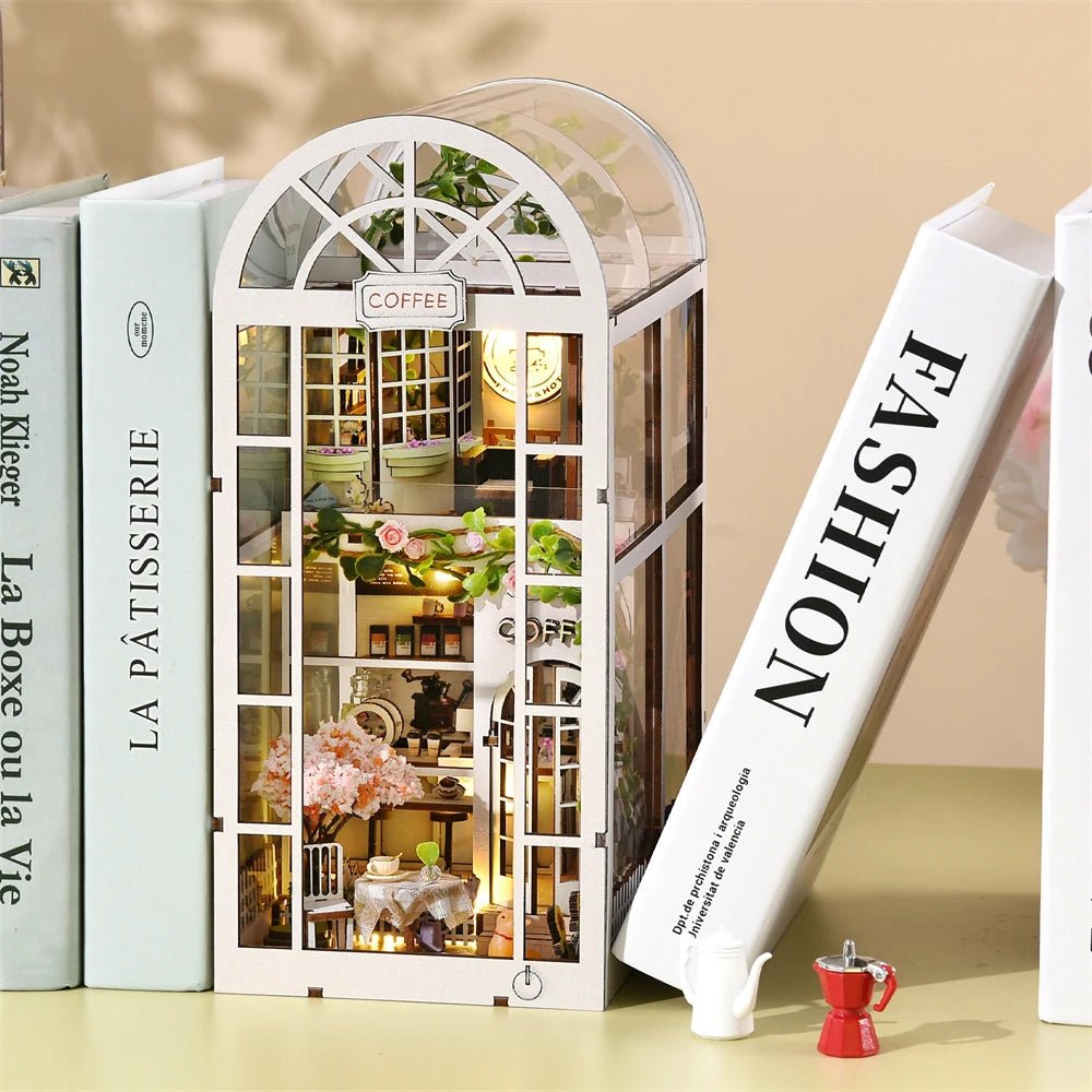 coffee garden diy book nook miniature bookshelf insert