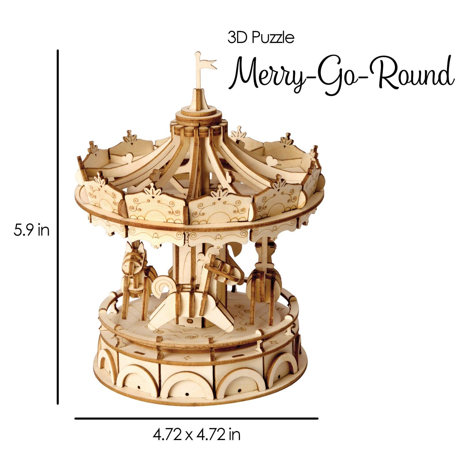 Classic Carousel 3D Wooden Puzzle - Image 3