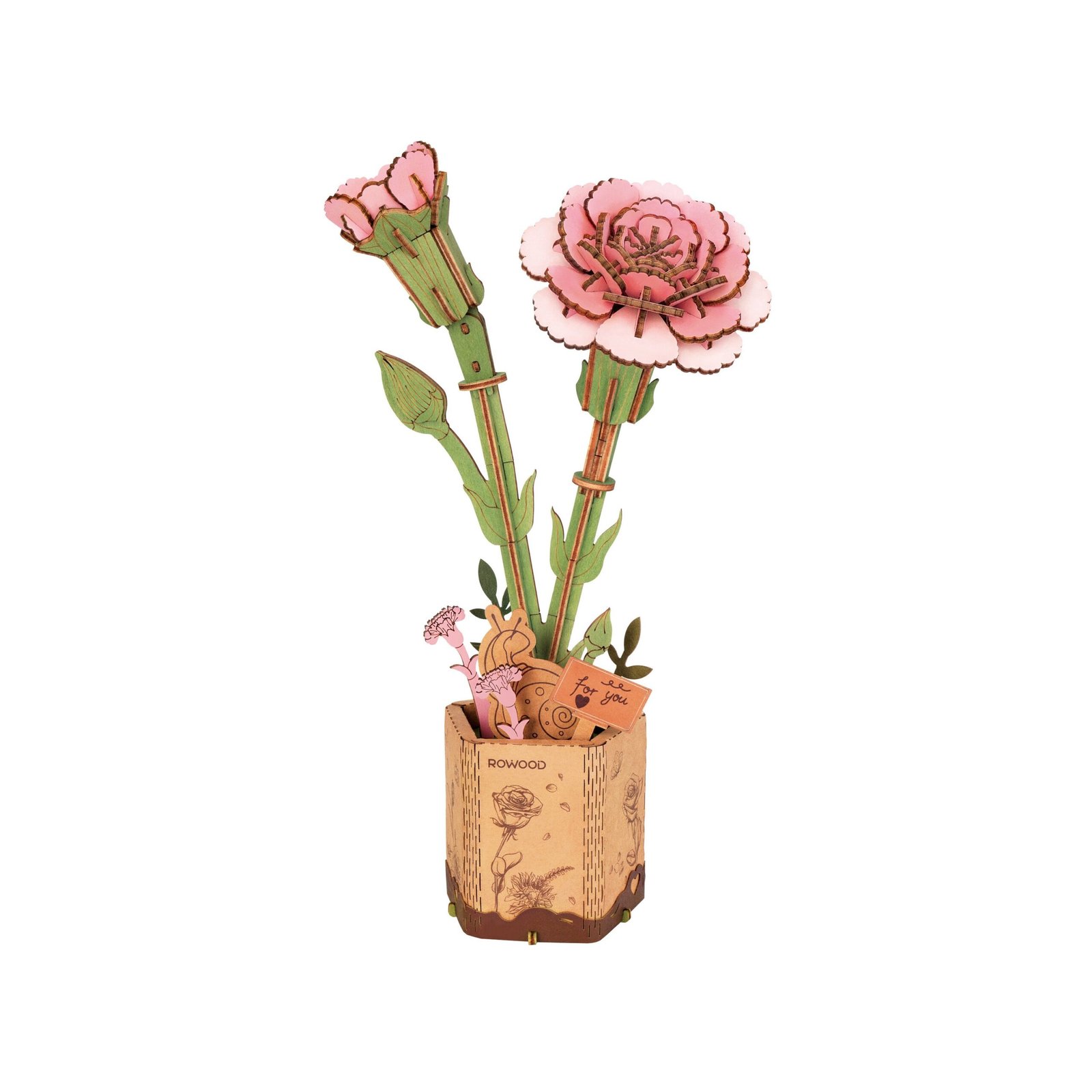 Pink Carnation 3D Wooden Puzzle