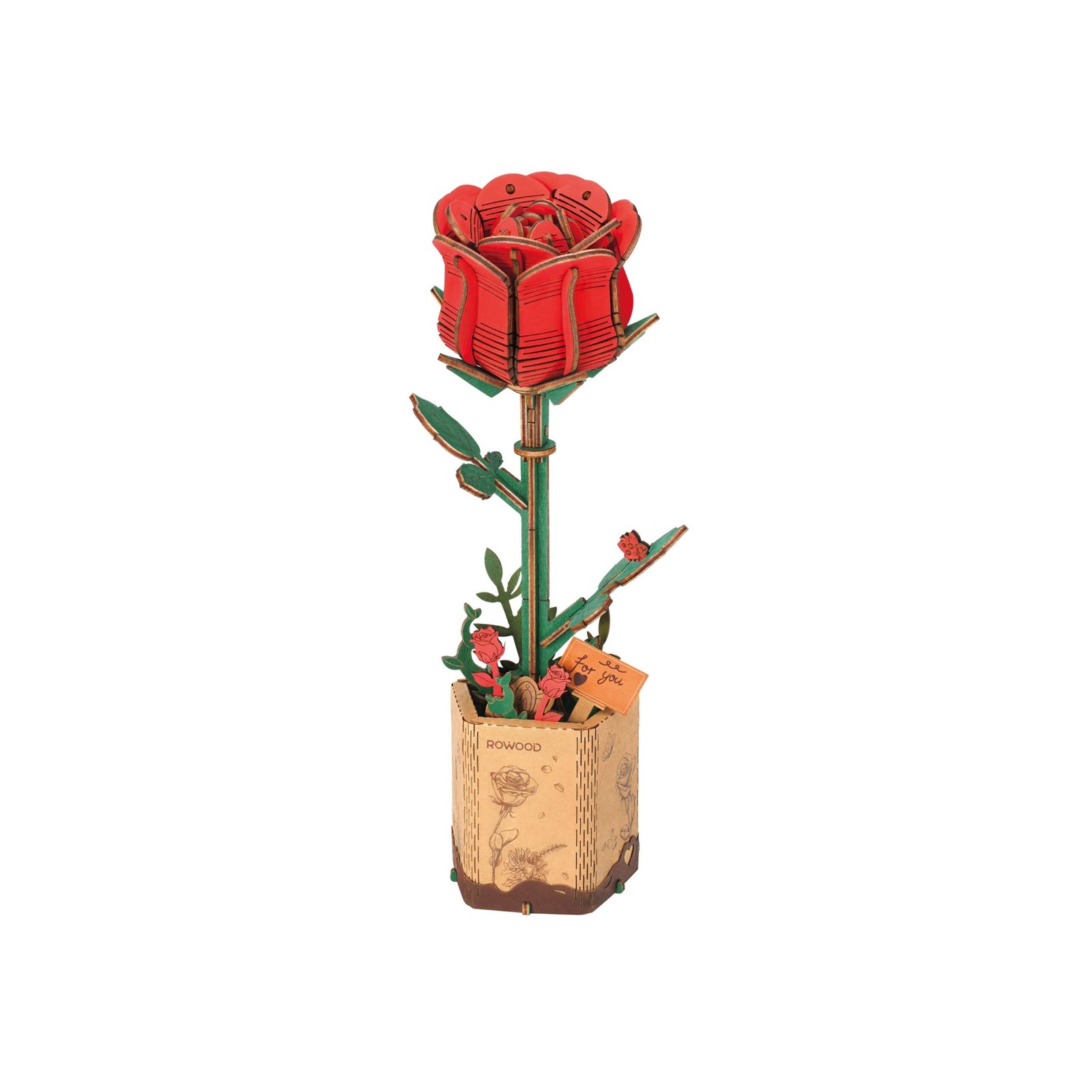 Red Rose 3D Wooden Puzzle